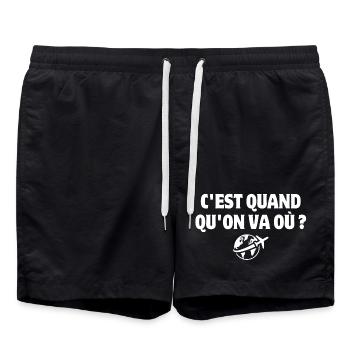 vacances, vacances à la mer, besoin de vacances - Short de bain - noir - Devant - AI Model Male 185 light (185cm)