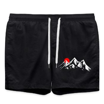 Lever de soleil alpin sur les sommets - Short de bain - noir - Devant - AI Model Male 185 light (185cm)