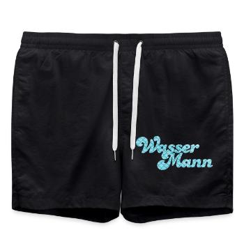 Wassermann Schuppen Wasser Sternzeichen Pool - Badeshorts - Schwarz - Vorne - AI Model Male 185 light (185cm)