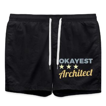 Okayest Architect - Swim Trunks - black - Front - AI Model Male 185 light (185cm)