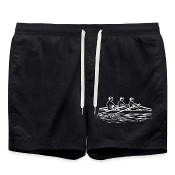 Dessin au trait de l’équipe d’aviron - Short de bain - noir - Devant - AI Model Male 185 light (185cm)