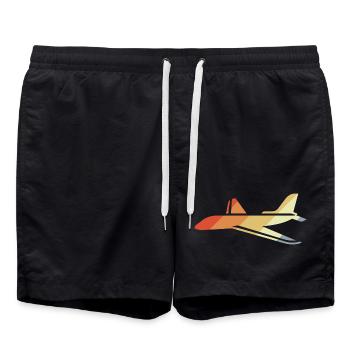 Vintage Flugzeug Grafik - Badeshorts - Schwarz - Vorne - AI Model Male 185 light (185cm)