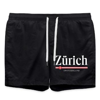 Zürich Schweiz - Badeshorts - Schwarz - Vorne - AI Model Male 185 light (185cm)
