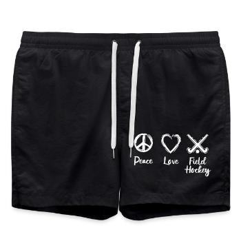Peace Love Field Hockey - Badeshorts - Schwarz - Vorne - AI Model Male 185 light (185cm)