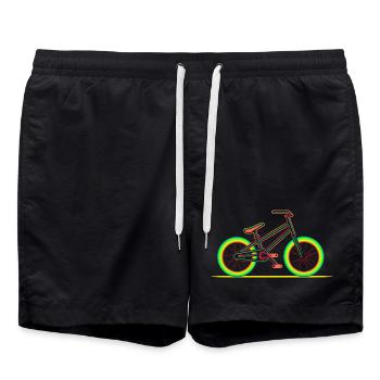 BMX Bike Retrowave Look - Swim Trunks - black - Front - AI Model Male 185 light (185cm)