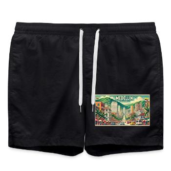Medellin Kolumbien Vintage Design - Badeshorts - Schwarz - Vorne - AI Model Male 185 light (185cm)