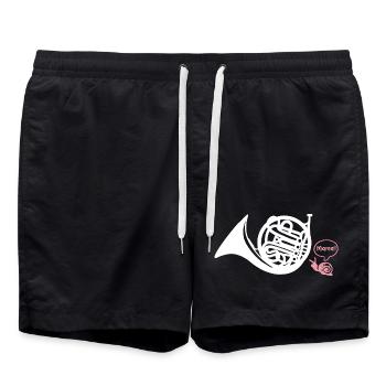 Waldhorn Hornist - Badeshorts - Schwarz - Vorne - AI Model Male 185 light (185cm)