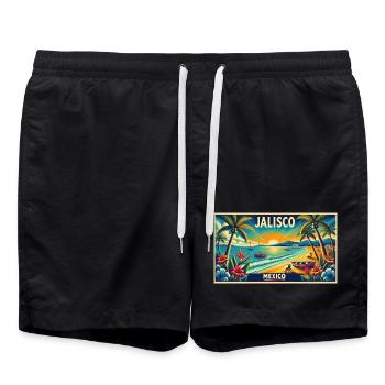 Jalisco Mexico beach palm design - Swim Trunks - black - Front - AI Model Male 185 light (185cm)