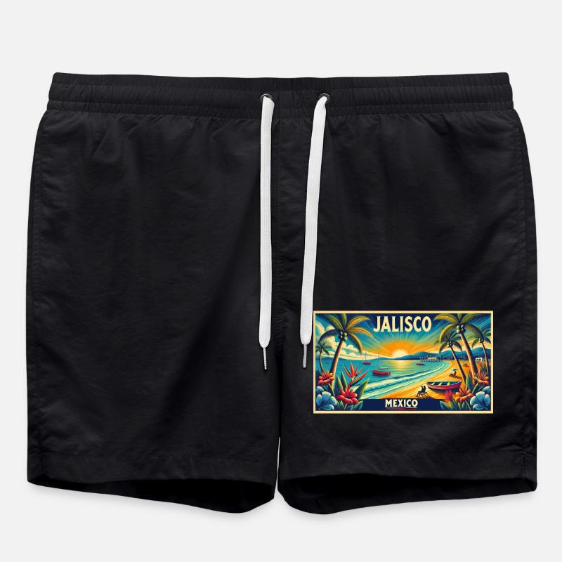Jalisco Mexico beach palm design - Swim Trunks - black