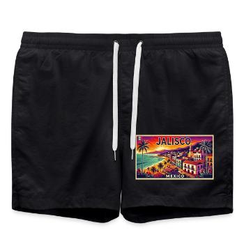 Jalisco Mexico beach palm design - Swim Trunks - black - Front - AI Model Male 185 light (185cm)