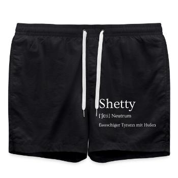 Shetty - flauschiger Tyrann mit Hufen - Badeshorts - Schwarz - Vorne - AI Model Male 185 light (185cm)