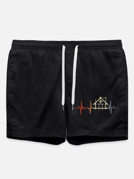 Architect Cardiogram Retro Look - Swim Trunks - black