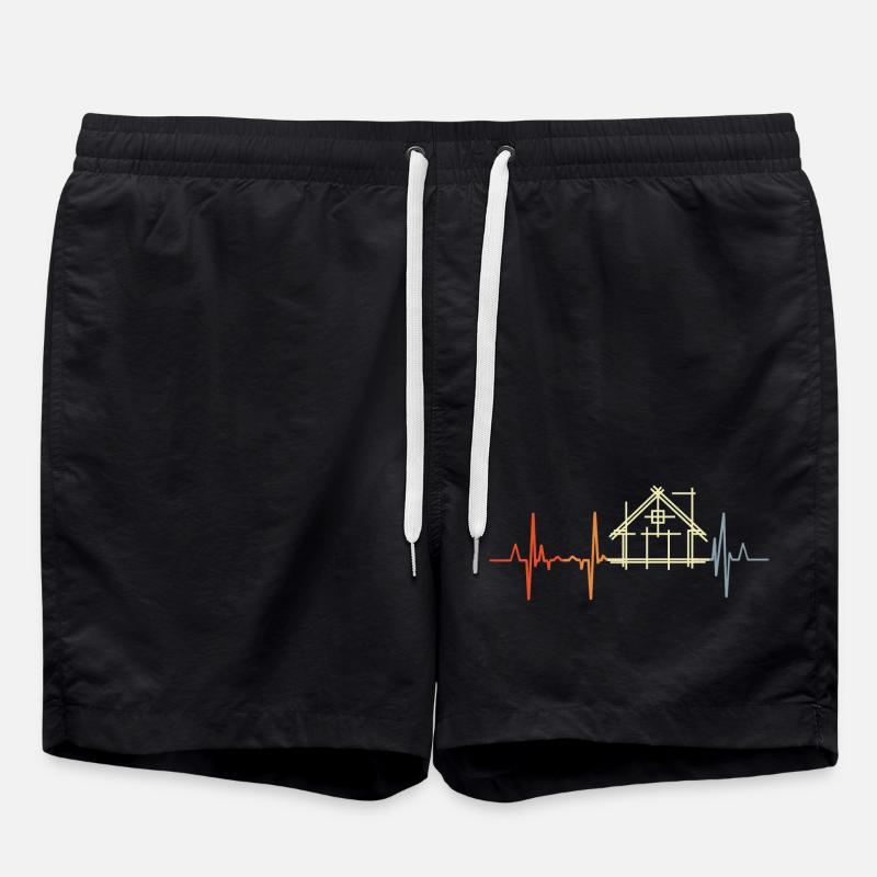 Architekt Kardiogramm Retro Look - Badeshorts - Schwarz