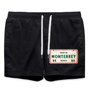 Monterrey Mexico vintage sign design - Swim Trunks - black - Front - AI Model Male 185 light (185cm)