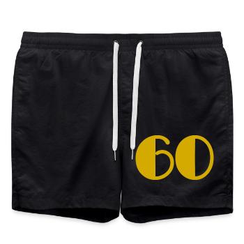 60. 60 ANS. 60e ANNIVERSAIRE. ANNIVERSAIRE 60 ANS. - Short de bain - noir - Devant - AI Model Male 185 light (185cm)