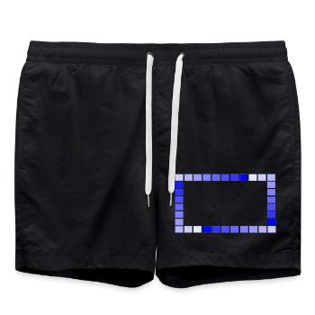 Jeu - Cadre rétro Carrés bleus à plusieurs niveaux - Short de bain - noir - Devant - AI Model Male 185 light (185cm)
