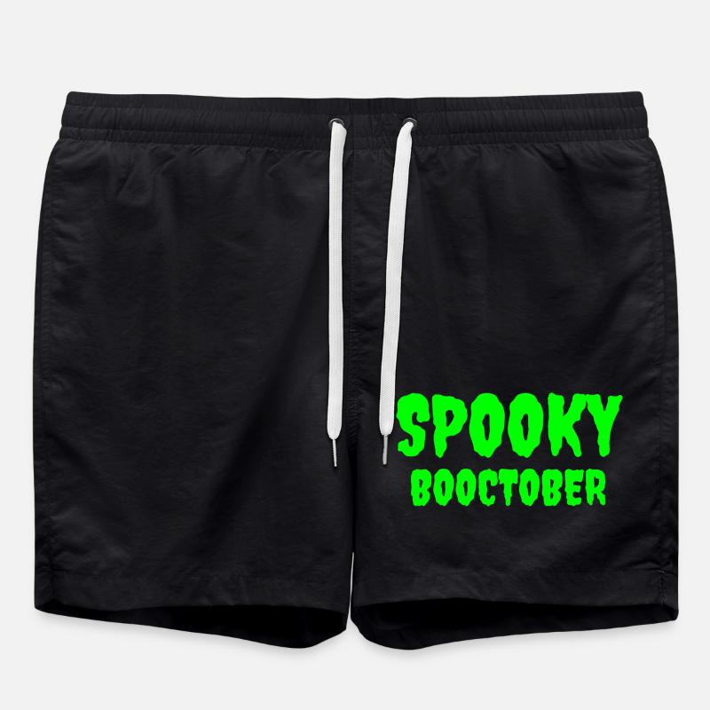 Spooky Booctober Jack-O'-Lantern Design - Swim Trunks - black