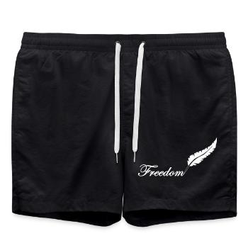 Weiße Feder und Freiheit - Badeshorts - Schwarz - Vorne - AI Model Male 185 light (185cm)