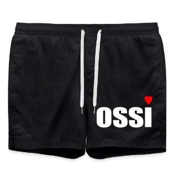 Ossi mit Herz rot - Badeshorts - Schwarz - Vorne - AI Model Male 185 light (185cm)