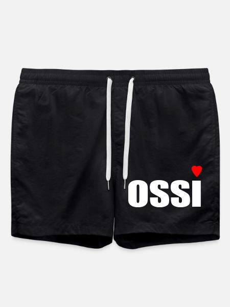 Ossi with heart red - Swim Trunks - black