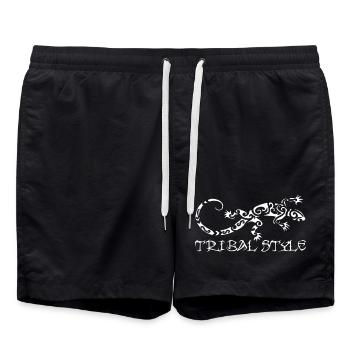 Polynesische weiße Eidechse - Badeshorts - Schwarz - Vorne - AI Model Male 185 light (185cm)
