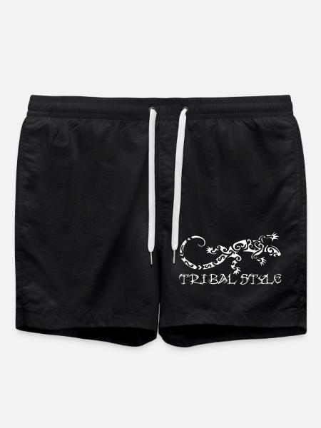 Polynesian white lizard - Swim Trunks - black