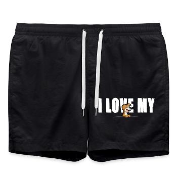 I love my Dog - white Font - Badeshorts - Schwarz - Vorne - AI Model Male 185 light (185cm)