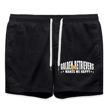 Golden Retrievers makes me happy - Badeshorts - Schwarz - Vorne - AI Model Male 185 light (185cm)
