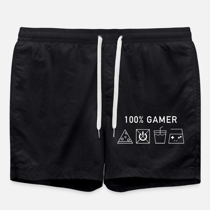 100% Gamer (White Version) - Badeshorts - Schwarz