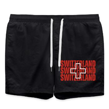 Drapeau de la Suisse, fierté suisse - Short de bain - noir - Devant - AI Model Male 185 light (185cm)