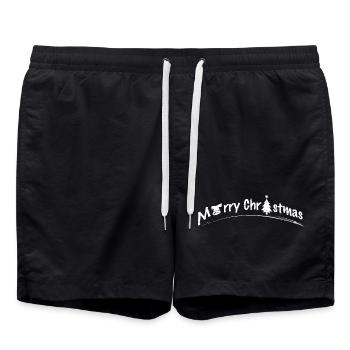 Joyeux Noël Lettrage Blanc - Short de bain - noir - Devant - AI Model Male 185 light (185cm)