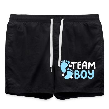 Team Boy: Bekanntgabe des Geschlechts des Babys - Badeshorts - Schwarz - Vorne - AI Model Male 185 light (185cm)
