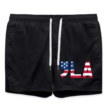 COMMA LA, CAMALA HARRIS FOR PRESIDENT 2024 - Swim Trunks - black - Front - AI Model Male 185 light (185cm)