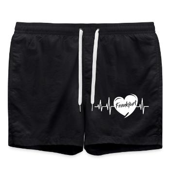 Frankfurt Heartbeat Love Pulse City Symbol icon - Swim Trunks - black - Front - AI Model Male 185 light (185cm)