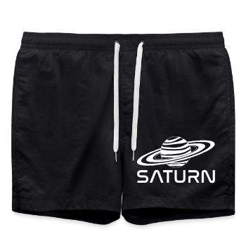 Planète saturne blanche - Short de bain - noir - Devant - AI Model Male 185 light (185cm)