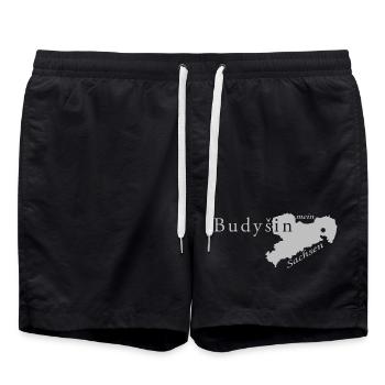 Budyšin (Bautzen) - Mein Sachsen - Heimatstadt - Badeshorts - Schwarz - Vorne - AI Model Male 185 light (185cm)