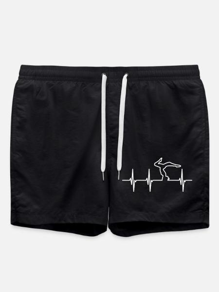 Yoga Lovers ECG Heartline - Swim Trunks - black