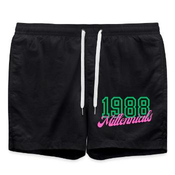 1988 Millennial Digitales Keynote Design - Badeshorts - Schwarz - Vorne - AI Model Male 185 light (185cm)
