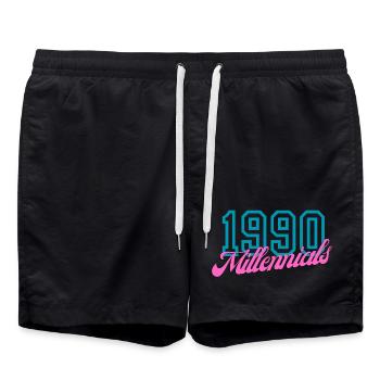 Retro 1990 Millennial Digitaler Stil Design - Badeshorts - Schwarz - Vorne - AI Model Male 185 light (185cm)