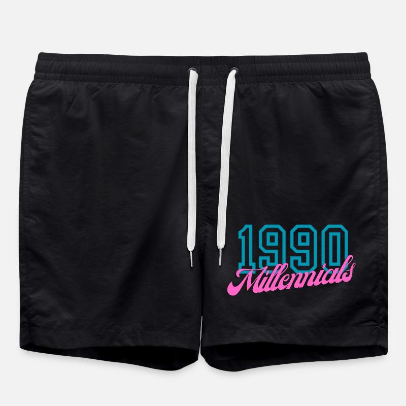 Retro 1990 Millennial Digital Style Design - Swim Trunks - black