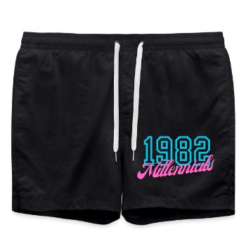 1982 Millennial Retro Numeric Design - Short de bain - noir - Devant - AI Model Male 185 light (185cm)