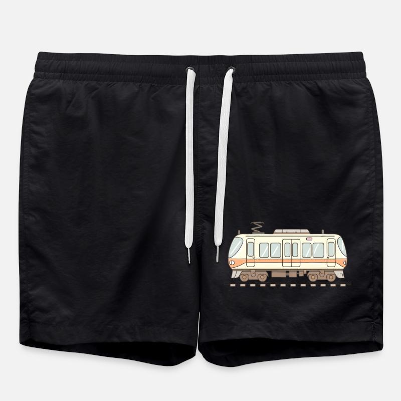 Eisenbahn Comic Look - Badeshorts - Schwarz