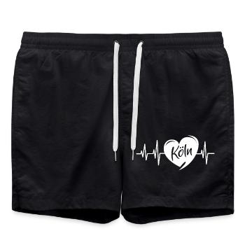 Cologne Heartbeat Love Heart Pulse Symbol City icon - Swim Trunks - black - Front - AI Model Male 185 light (185cm)