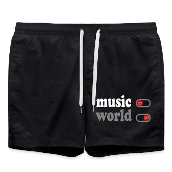 Échappez au Monde avec Style ''Music On, World Off - Short de bain - noir - Devant - AI Model Male 185 light (185cm)