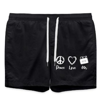 Frieden Liebe 80er Jahre - Badeshorts - Schwarz - Vorne - AI Model Male 185 light (185cm)
