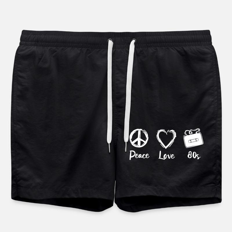 Peace Love 80s - Swim Trunks - black