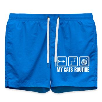 My cat's routine - Swim Trunks - cobalt blue - Front