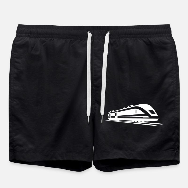 Train Drawing - Swim Trunks - black