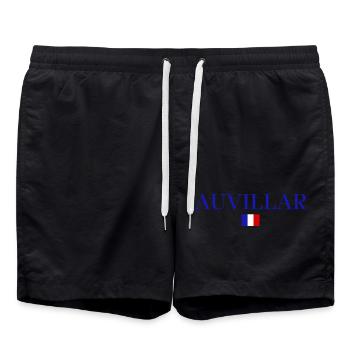 AUVILLAR-French Flag Design. - Swim Trunks - black - Front - AI Model Male 185 light (185cm)