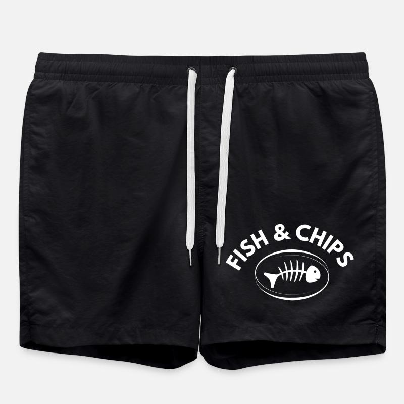 fish and chips, poisson, restauration - Short de bain - noir
